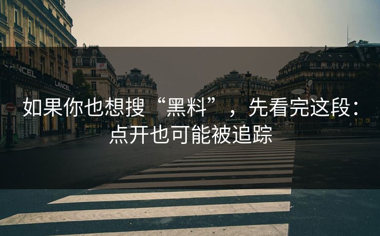 如果你也想搜“黑料”，先看完这段：点开也可能被追踪