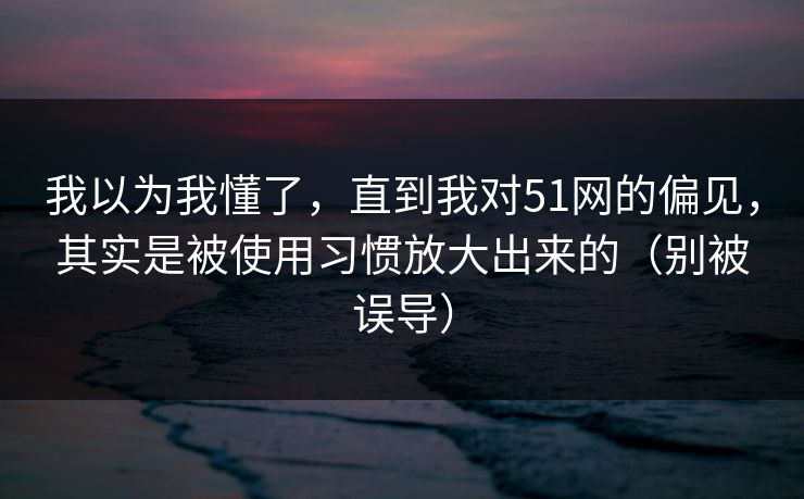 我以为我懂了，直到我对51网的偏见，其实是被使用习惯放大出来的（别被误导）