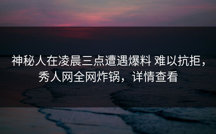 神秘人在凌晨三点遭遇爆料 难以抗拒，秀人网全网炸锅，详情查看